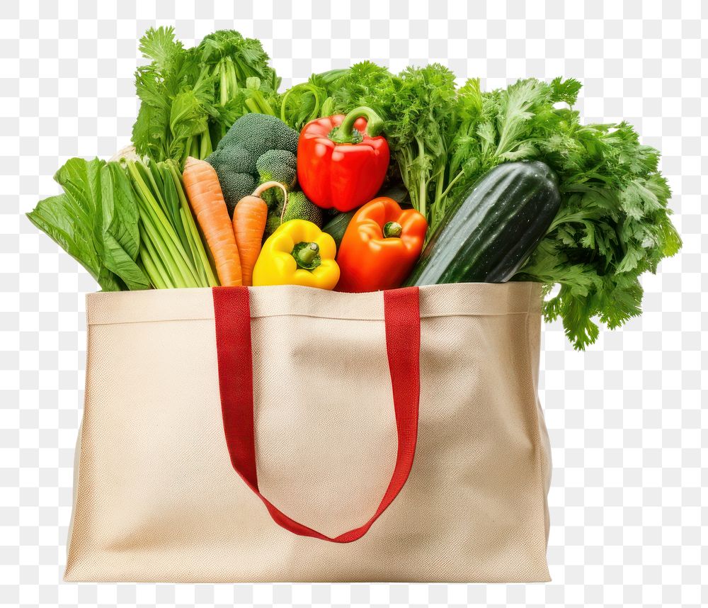 PNG  Bag full of groceries bag food white background.