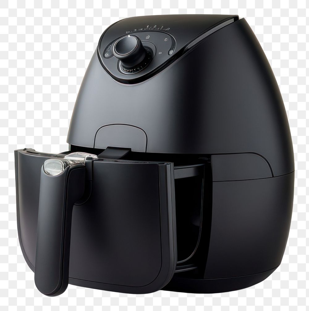 PNG A black minimal air fryer coffeemaker technology appliance.