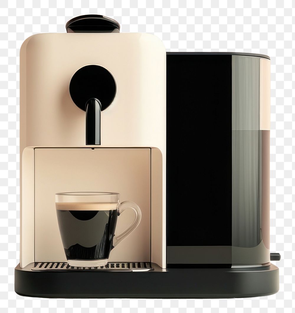 PNG A black minimal beige coffee machine cup coffeemaker refreshment.