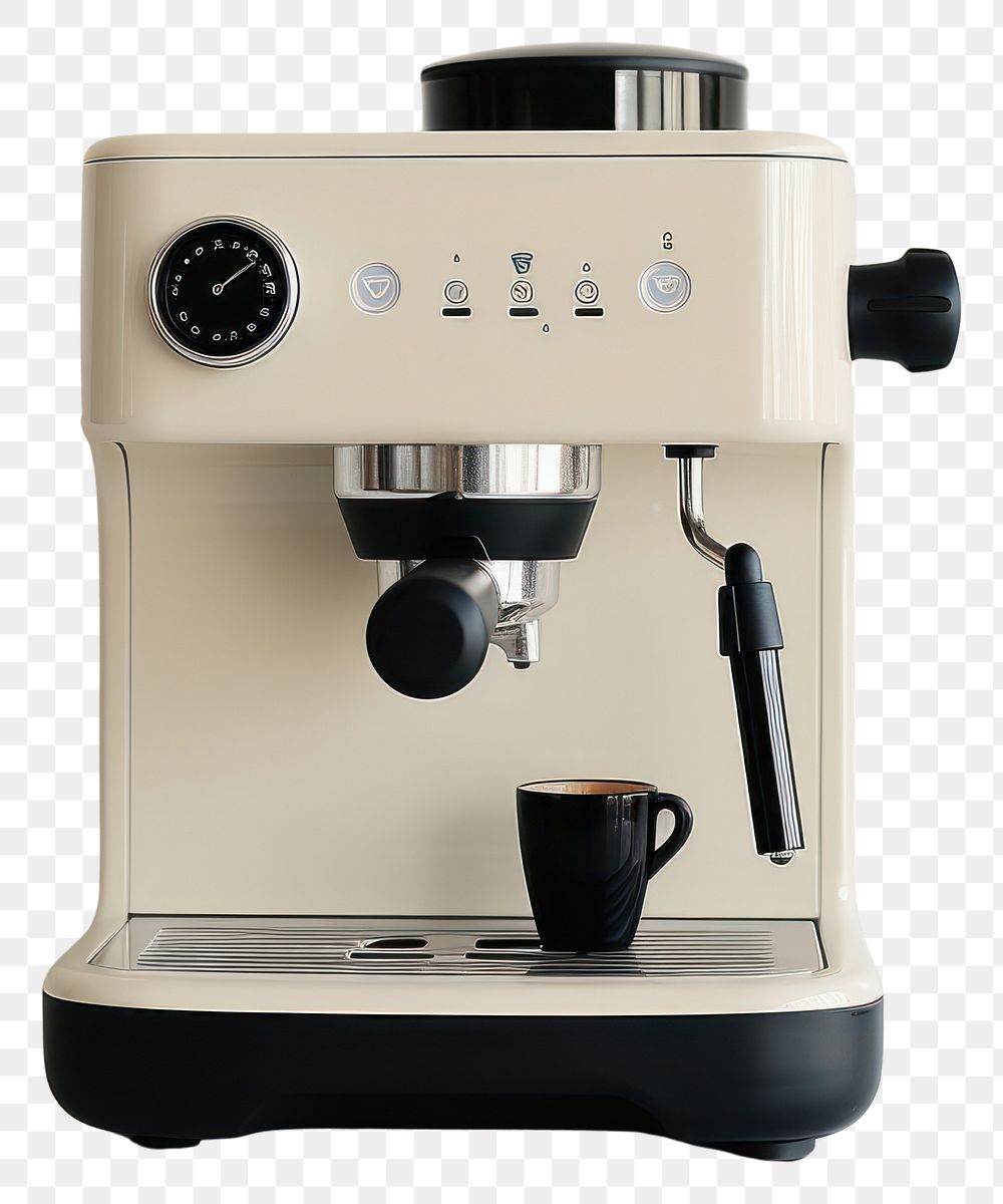 PNG A black minimal beige coffee machine mixer coffeemaker technology.