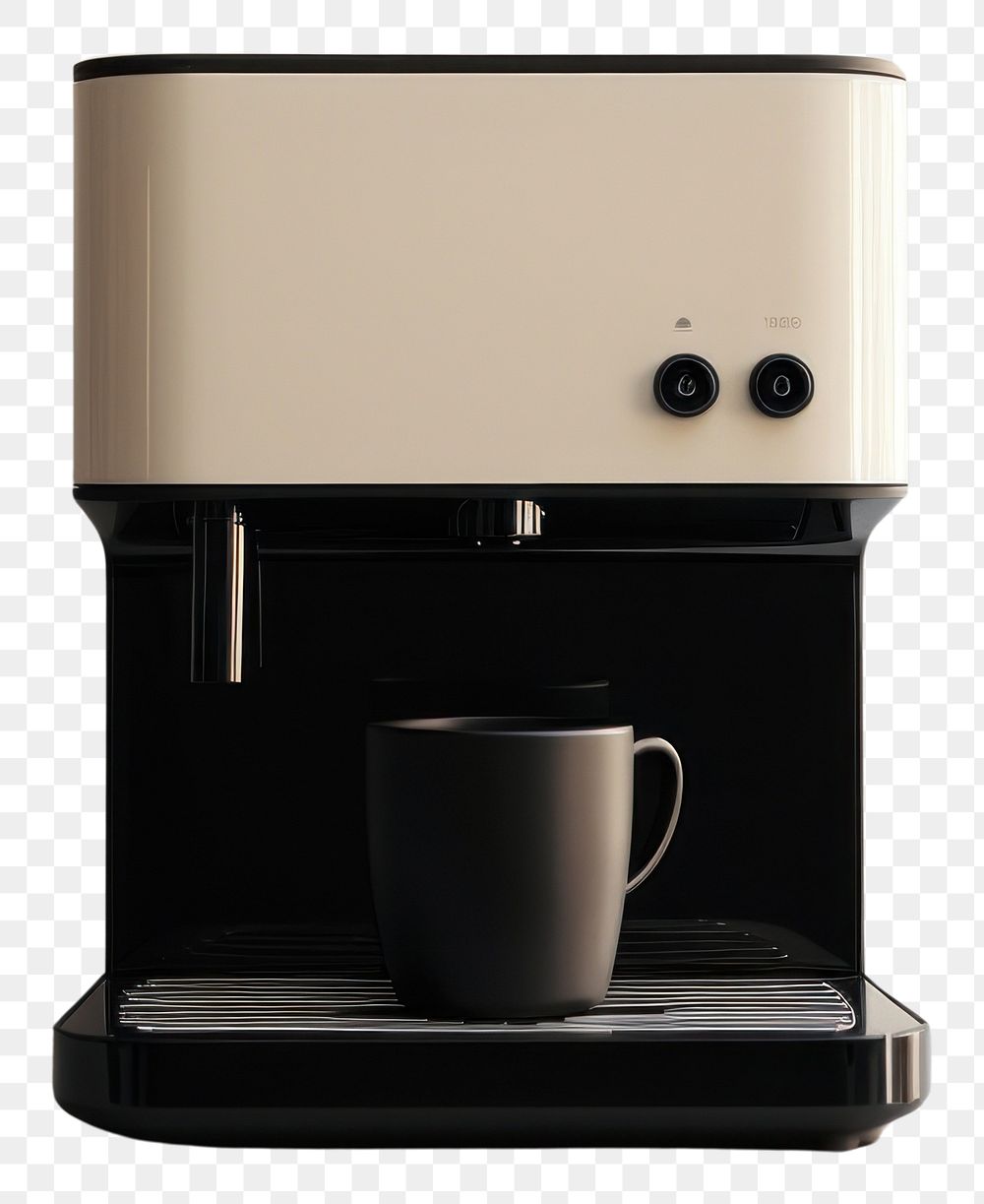 PNG A black minimal beige coffee machine cup mug coffeemaker.