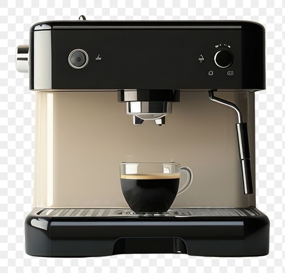 PNG A black minimal beige coffee machine coffeemaker electronics technology.