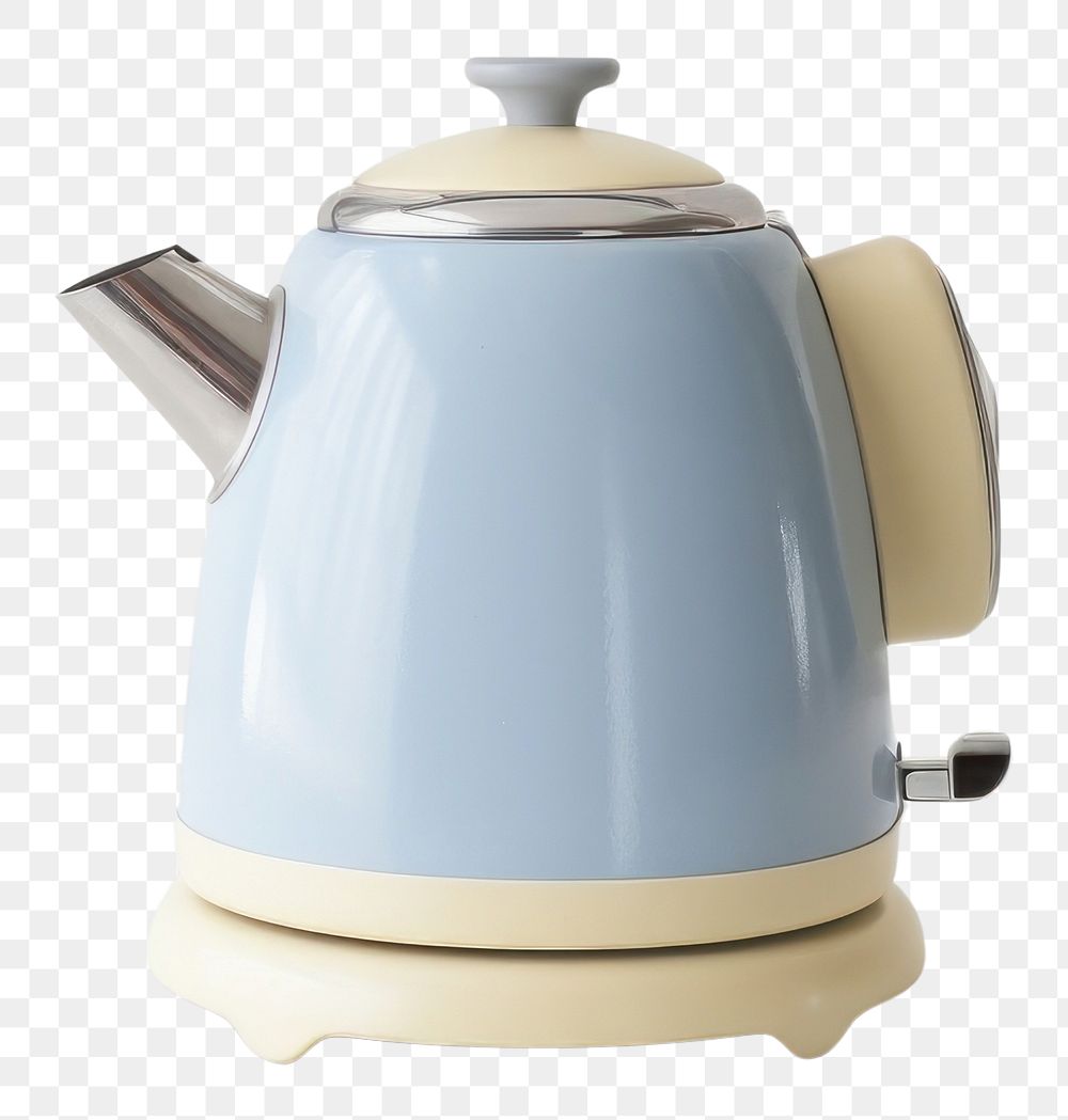 PNG A blue retro minimal mini kettle teapot small appliance cookware.