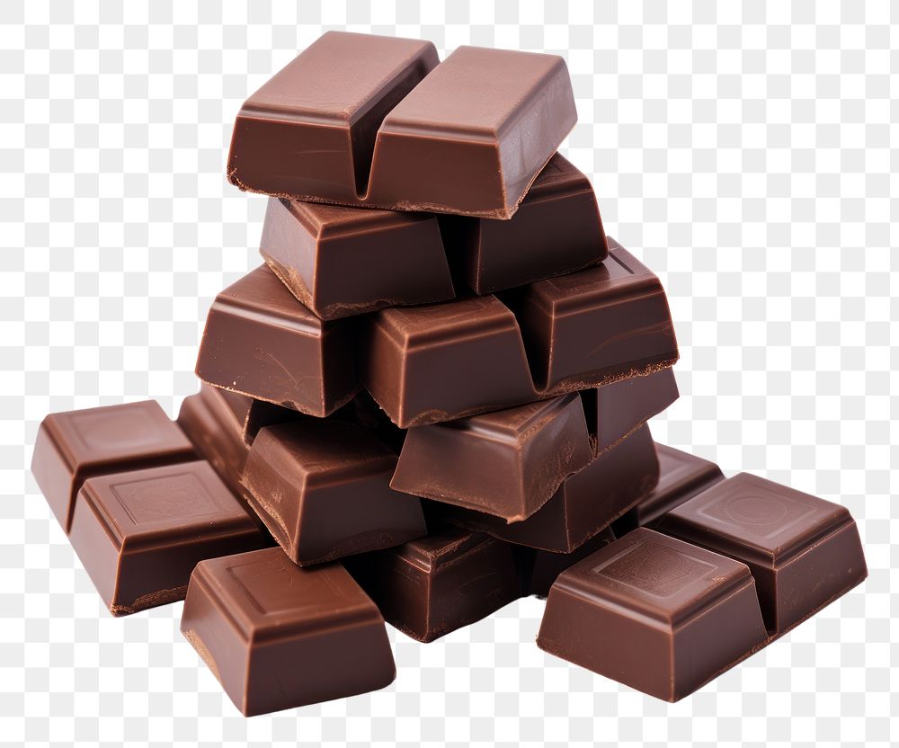 PNG Dark chocolate blocks and bieces dessert fudge food.