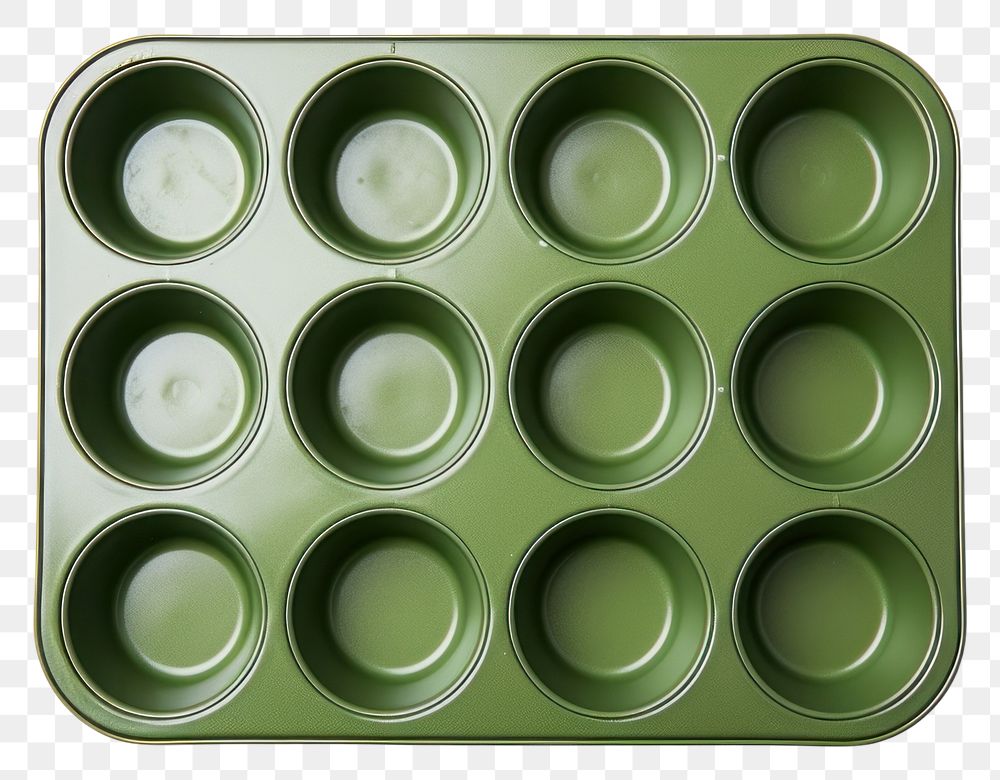 PNG A green muffin pan food white background arrangement.