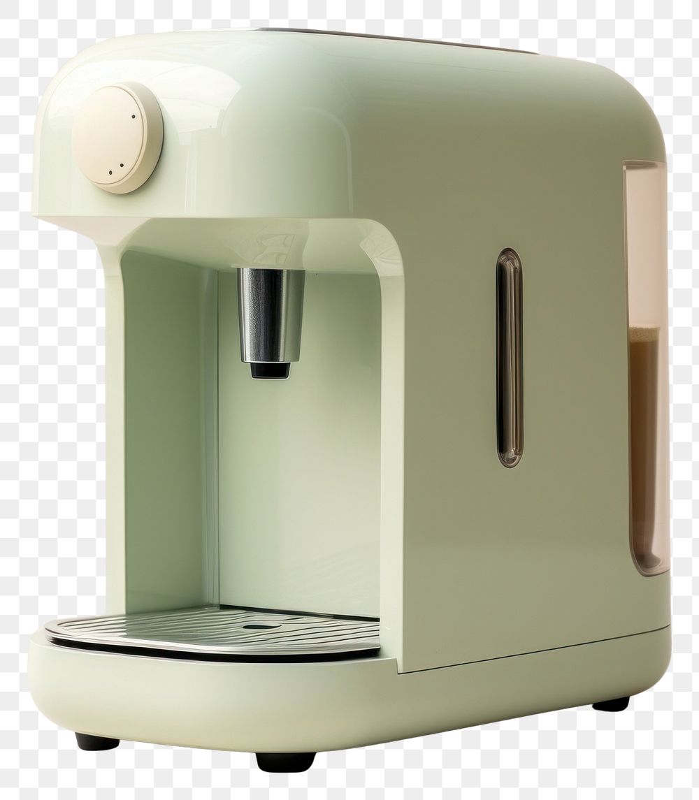 PNG A green minimal beige coffee machine coffeemaker technology appliance.