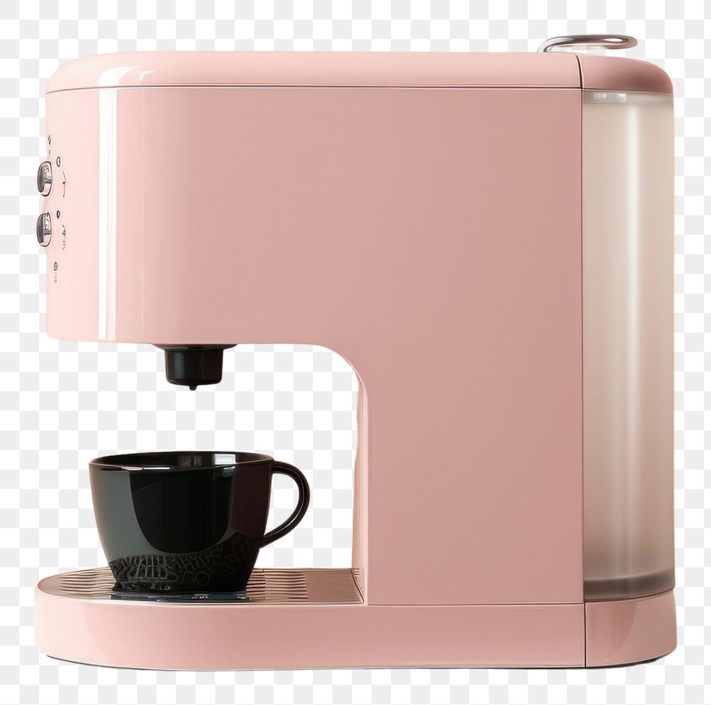 PNG A pink minimal beige coffee machine mixer cup mug.