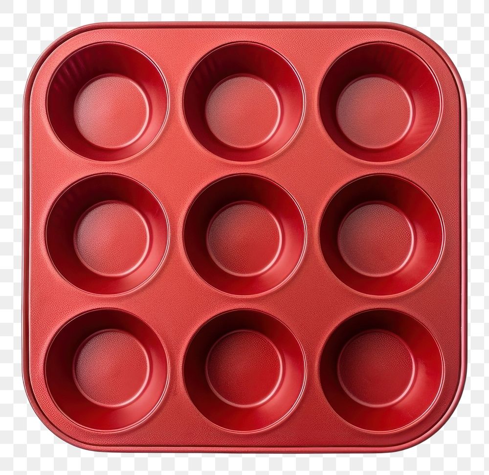 PNG A red muffin pan tray white background arrangement.