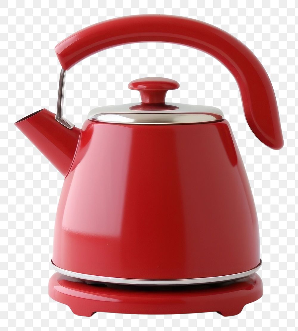 PNG A red retro minimal mini kettle small appliance cookware ceramic.