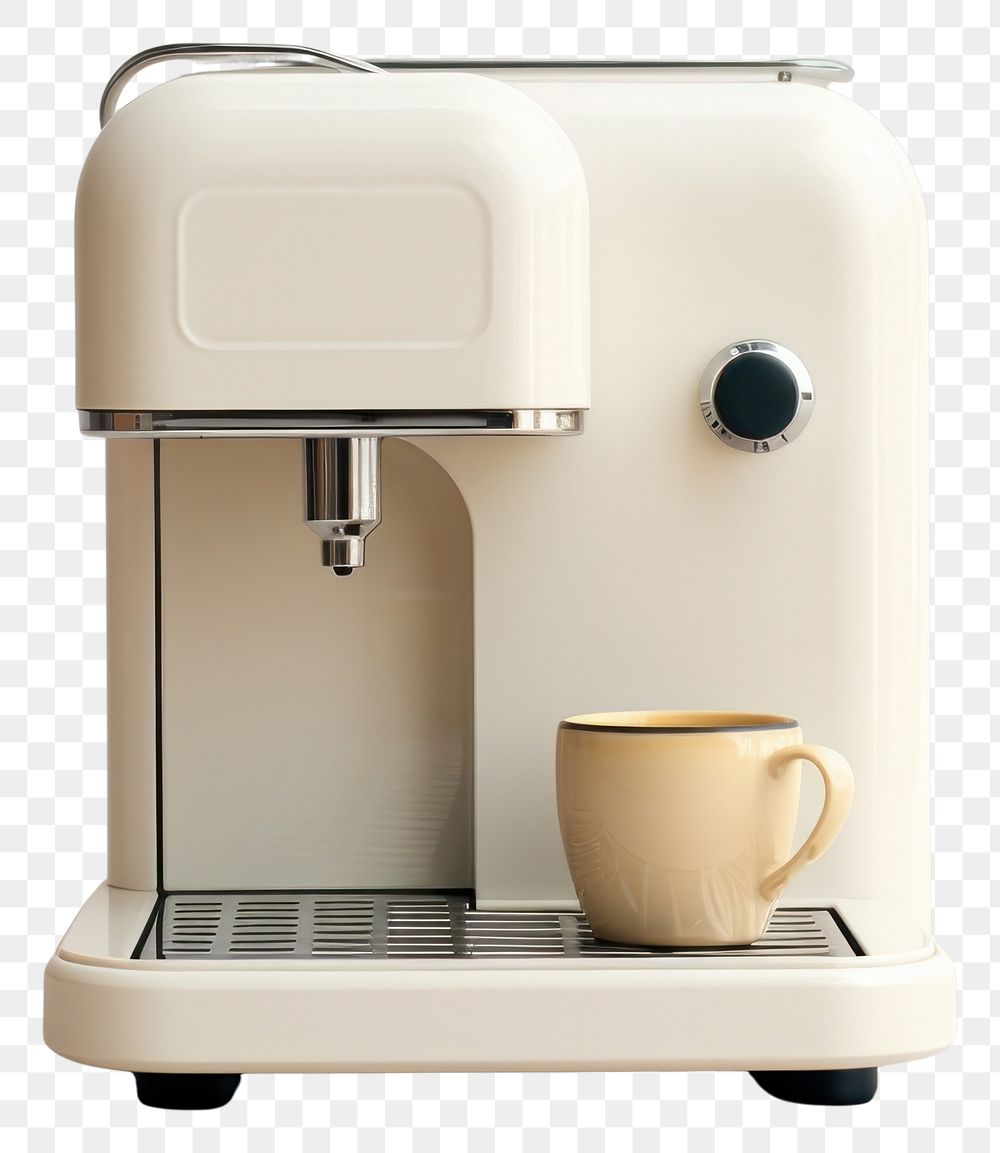 PNG A white minimal beige coffee machine cup mug coffeemaker.