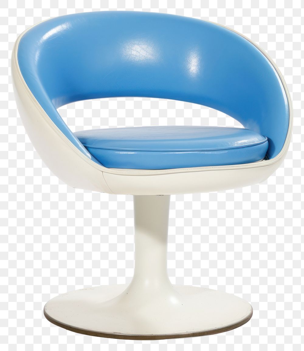 PNG Blue space age chair furniture armchair white background.