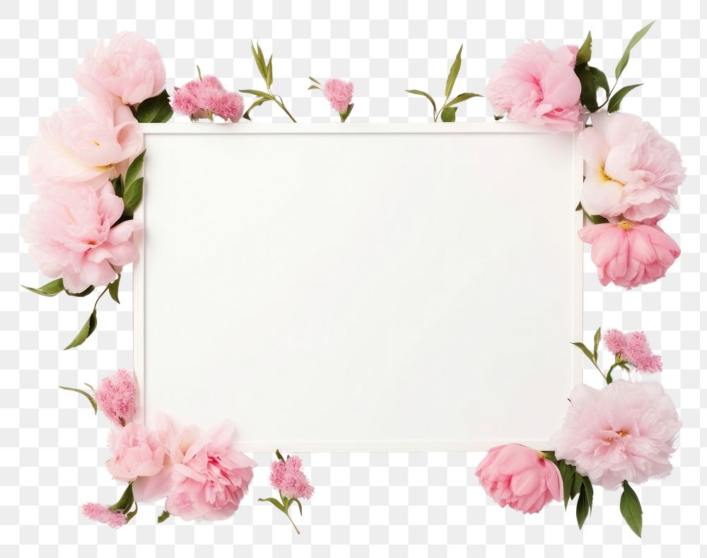 PNG Creative layout made with flowers and frame plant white pink. AI generated Image by rawpixel.