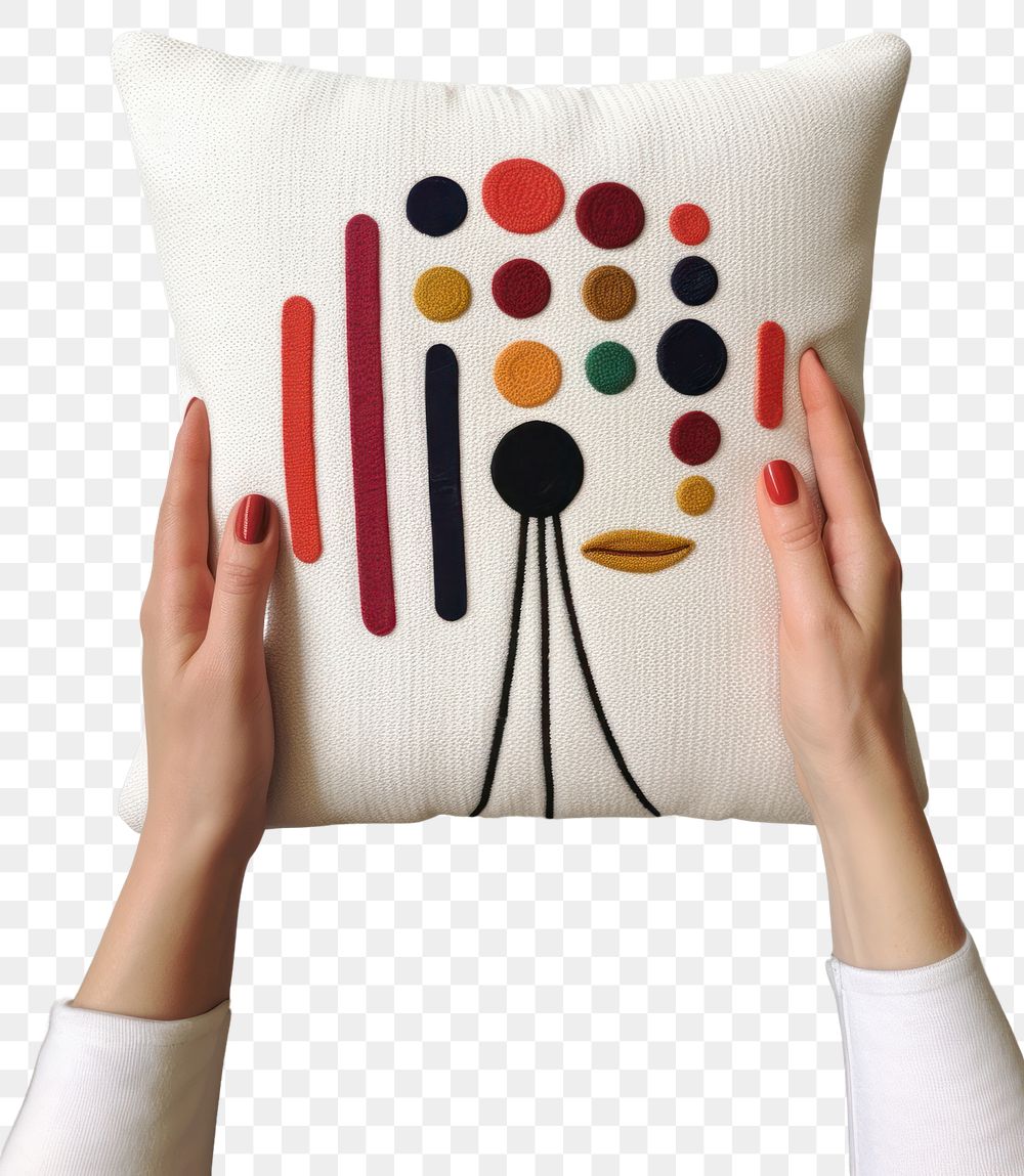 PNG Hand tufted punch needle pillow cushion pattern creativity.