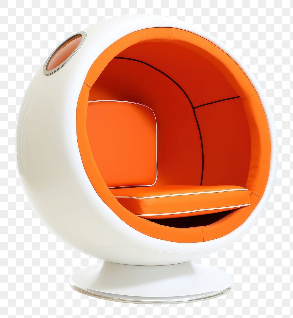 PNG Orange space age chair furniture white background technology.