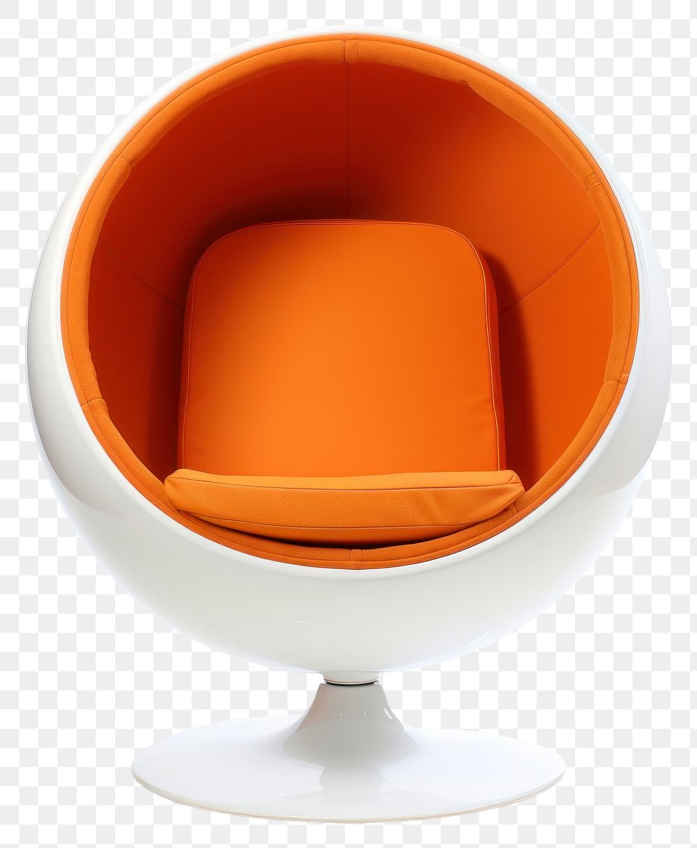 PNG Orange space age chair furniture white background porcelain.