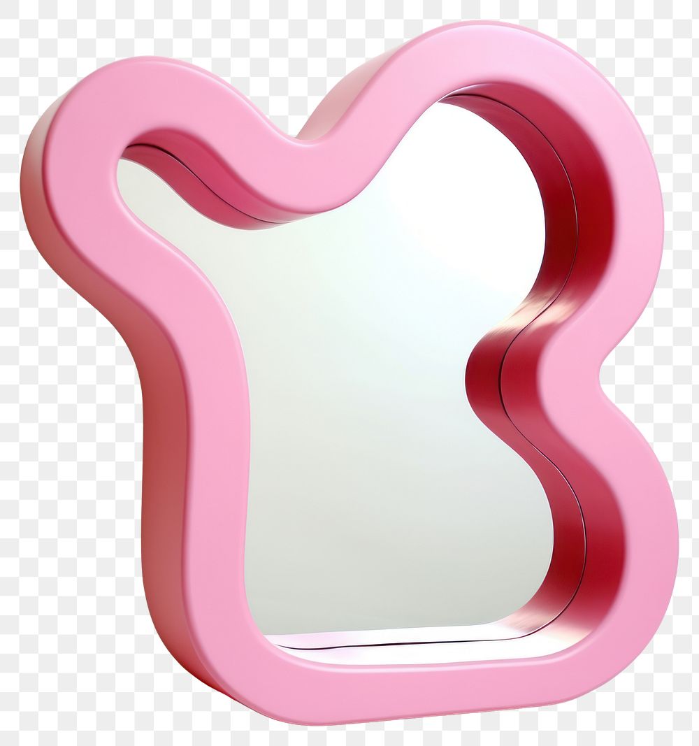 PNG Pink squiggle mirror for wall reflection moustache circle.