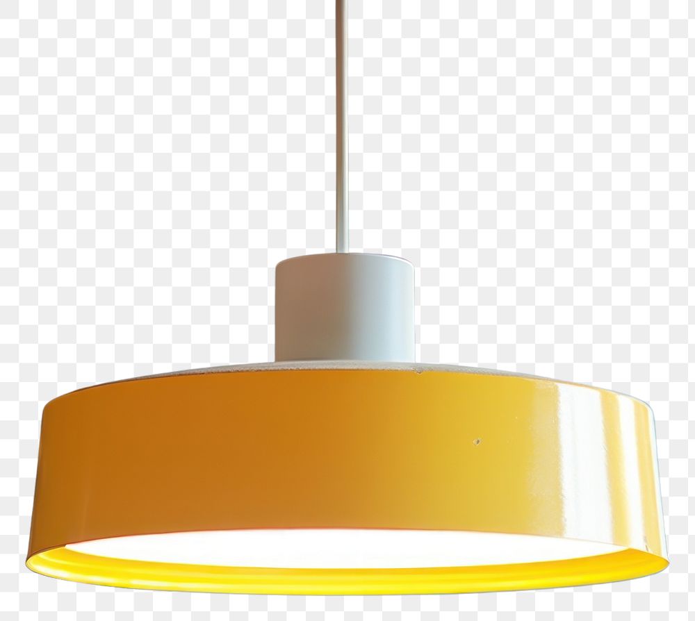 PNG Retro mustard yellow color pendant lamp chandelier lampshade illuminated.