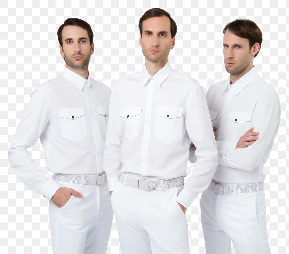 PNG White men wearing white corporate uniform portrait adult shirt.