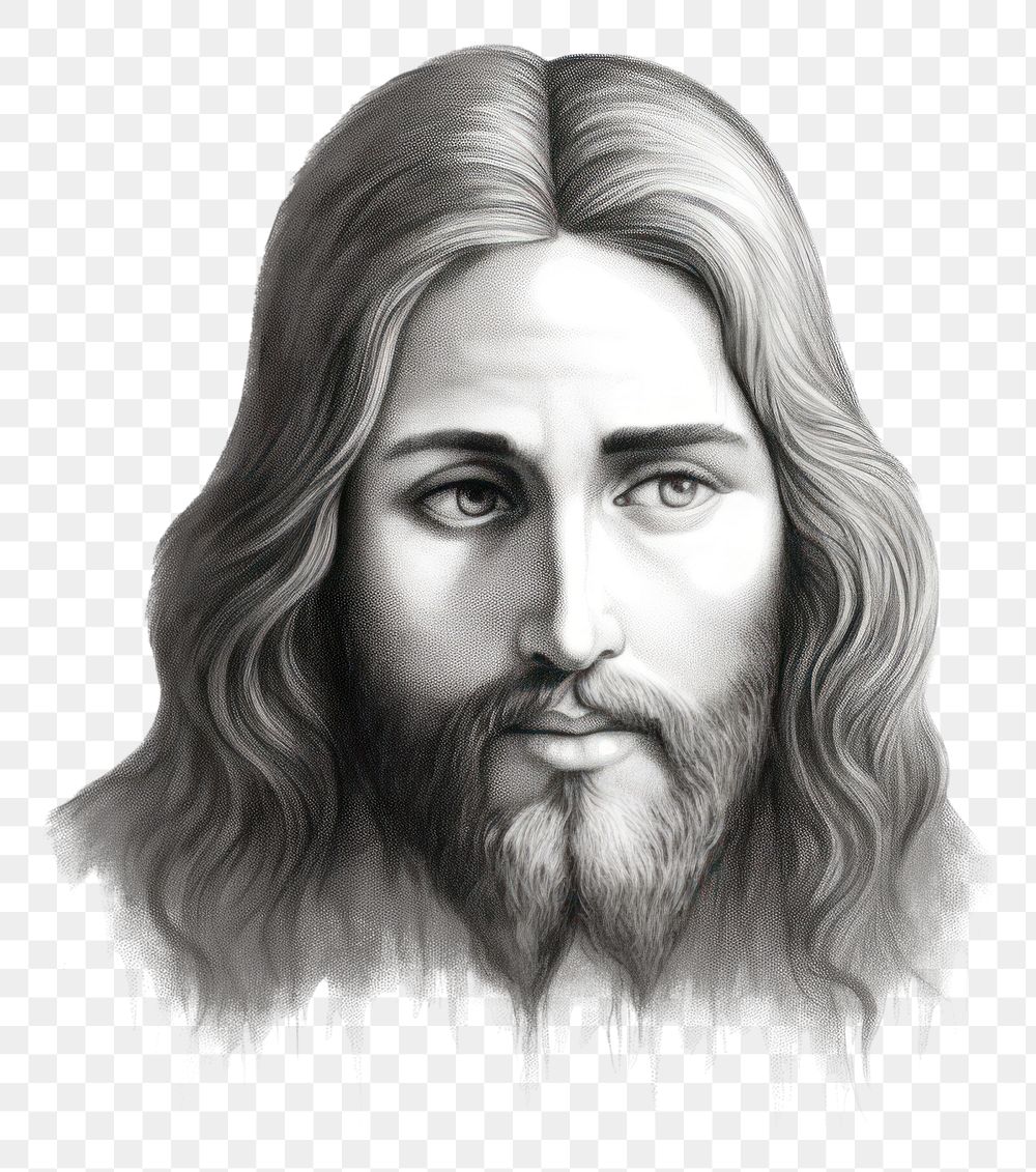 PNG Jesus drawing sketch portrait. AI generated Image by rawpixel.