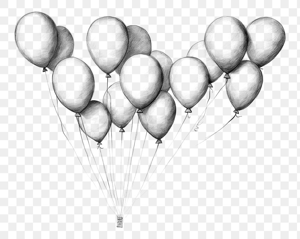 PNG Balloons drawing sketch white. AI generated Image by rawpixel.