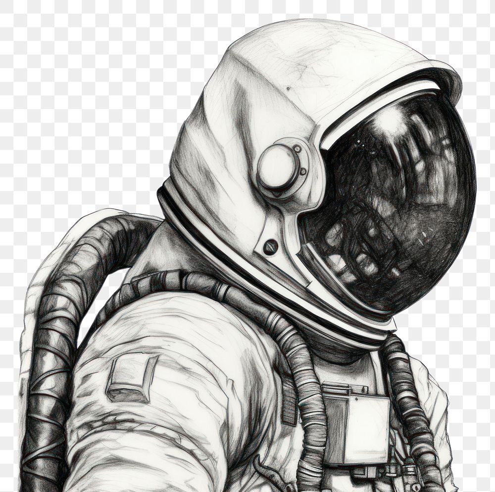 PNG Astronaut in the space drawing sketch illustrated. AI generated Image by rawpixel.
