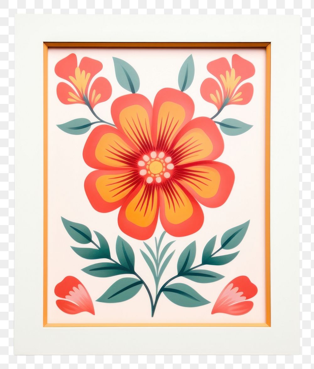 PNG  Flower painting pattern frame.