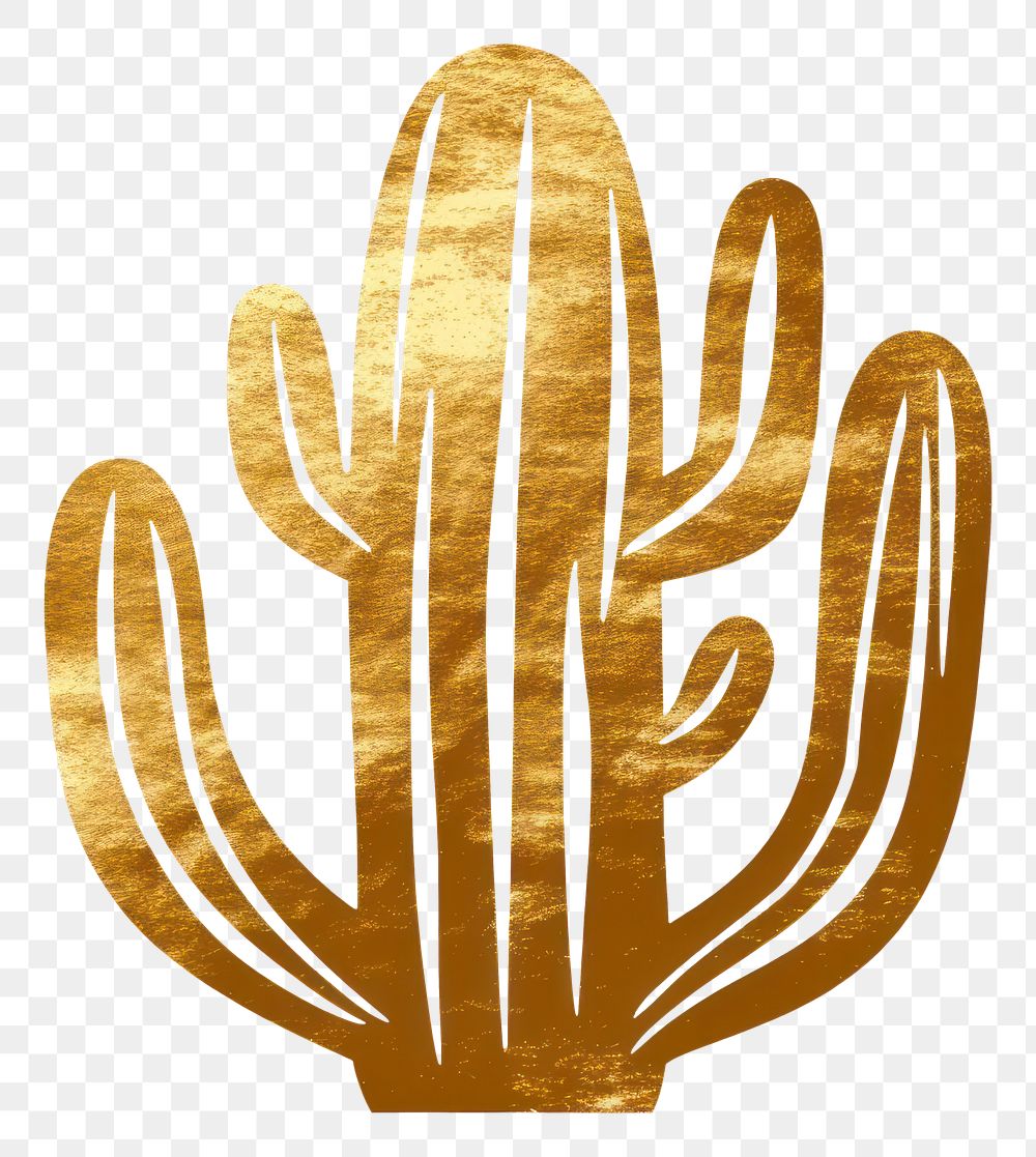 PNG  Cactuses plant gold white background. AI generated Image by rawpixel.