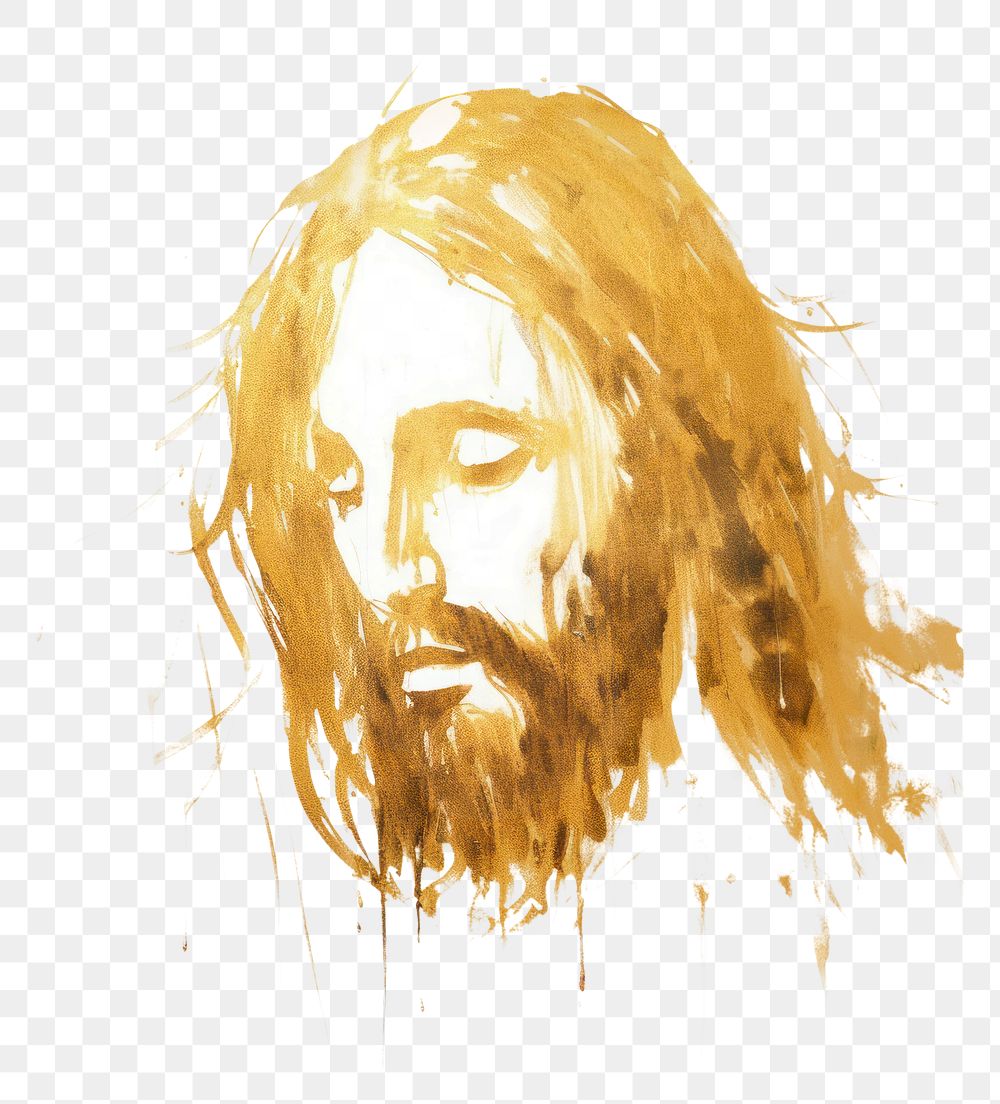PNG  Jesus painting portrait drawing. AI generated Image by rawpixel.
