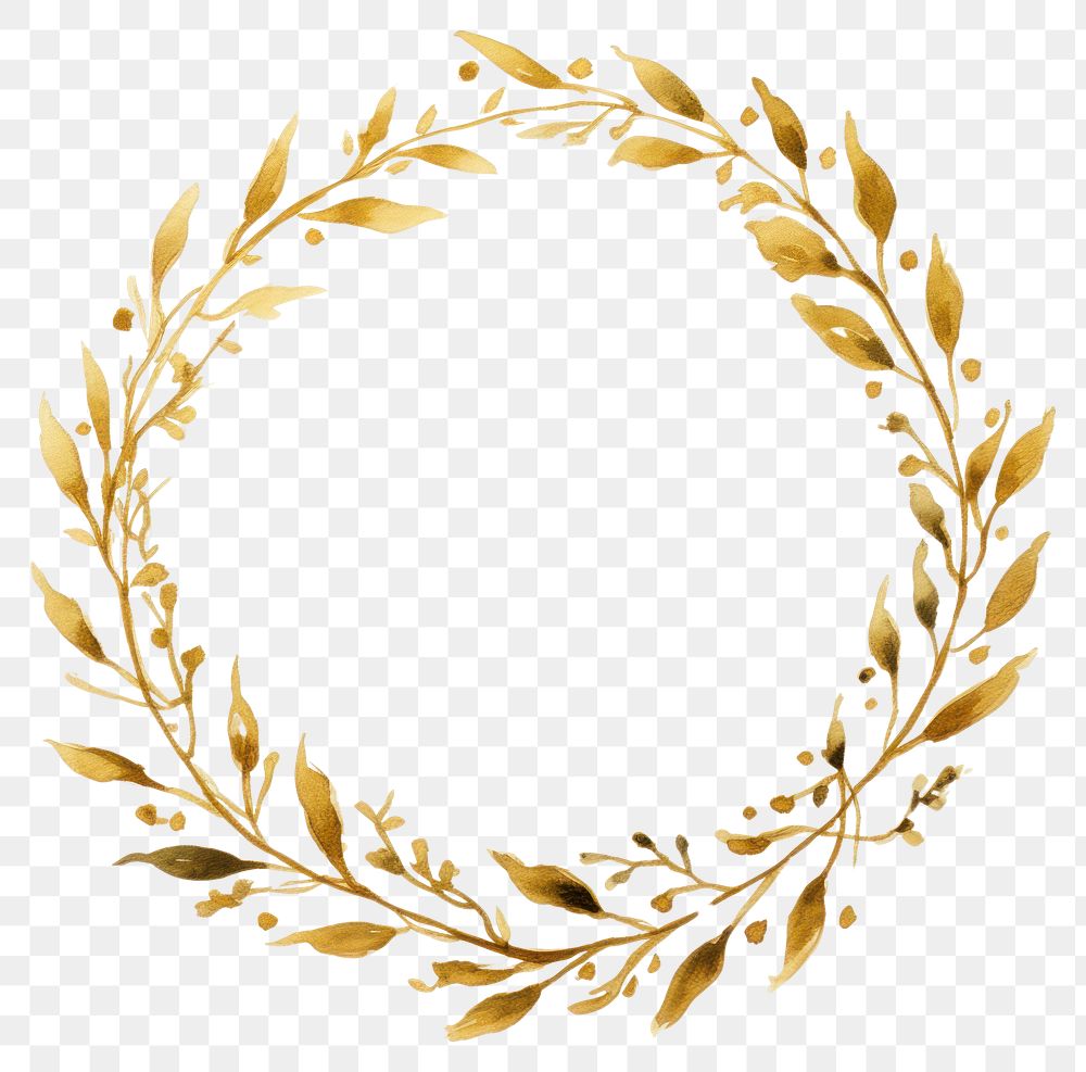 PNG  Wreath gold pattern white background. AI generated Image by rawpixel.