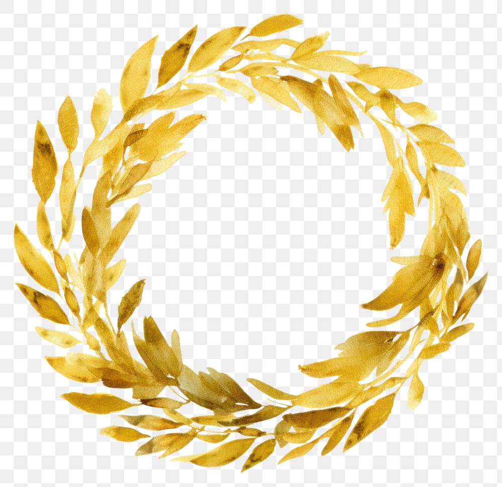 PNG  Wreath gold white background pattern. AI generated Image by rawpixel.