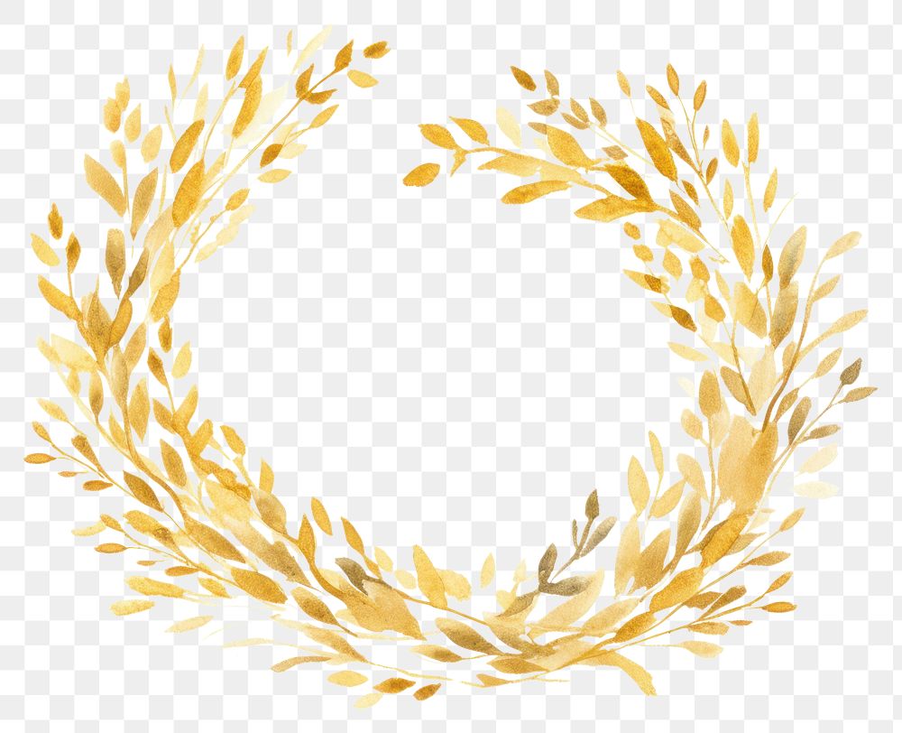 PNG  Wreath gold white background celebration. AI generated Image by rawpixel.