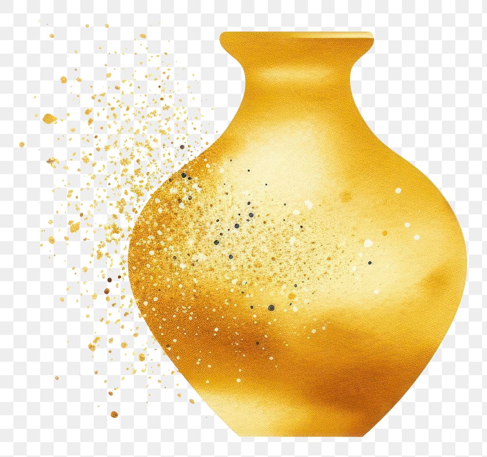 PNG  Vase gold white background container. AI generated Image by rawpixel.