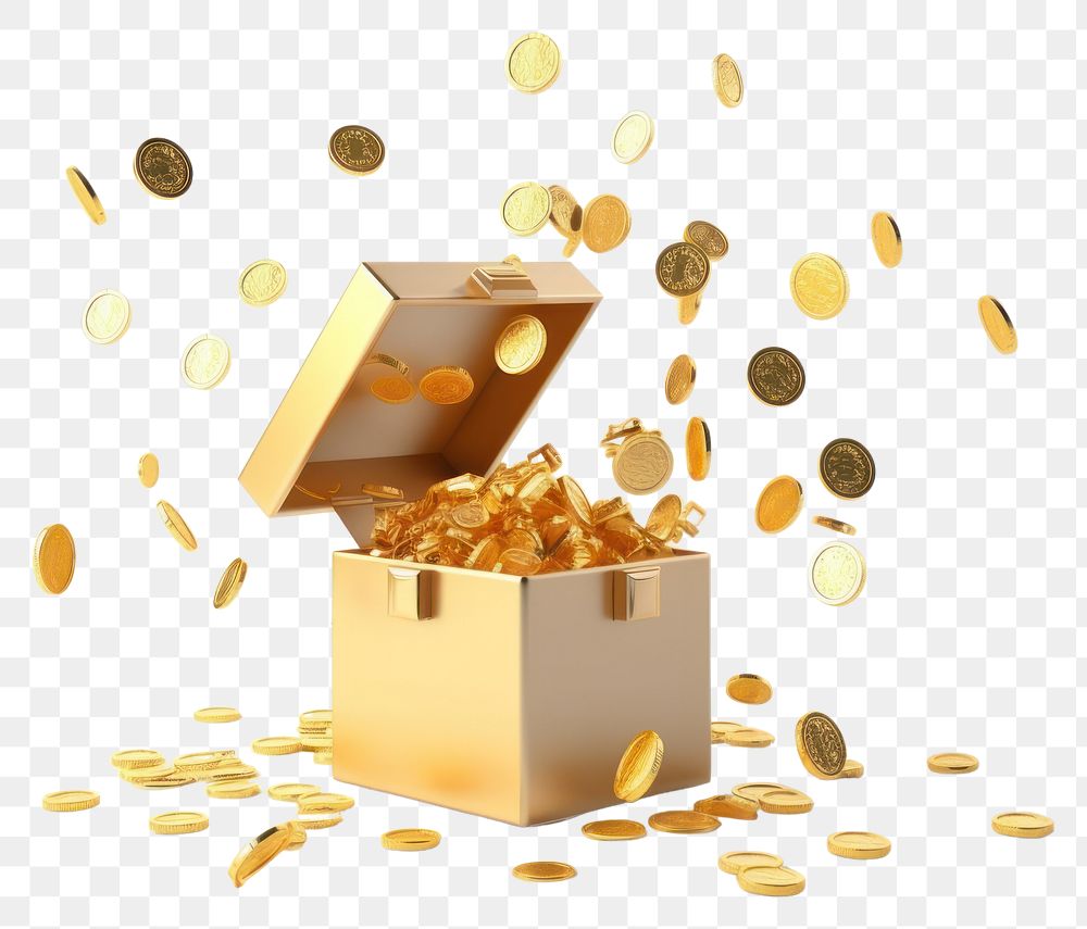 PNG Gift box coin gold celebration
