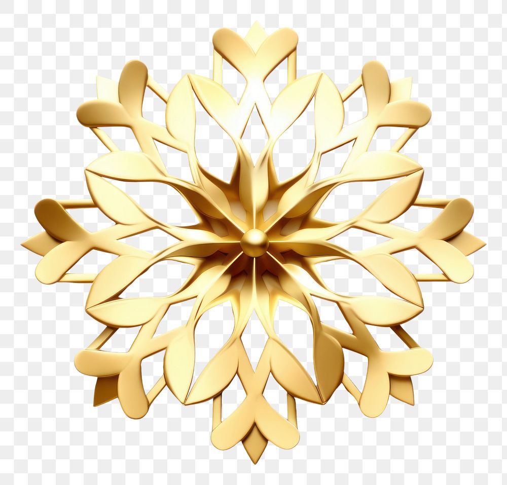 PNG  Snowflake gold brooch white background. AI generated Image by rawpixel.