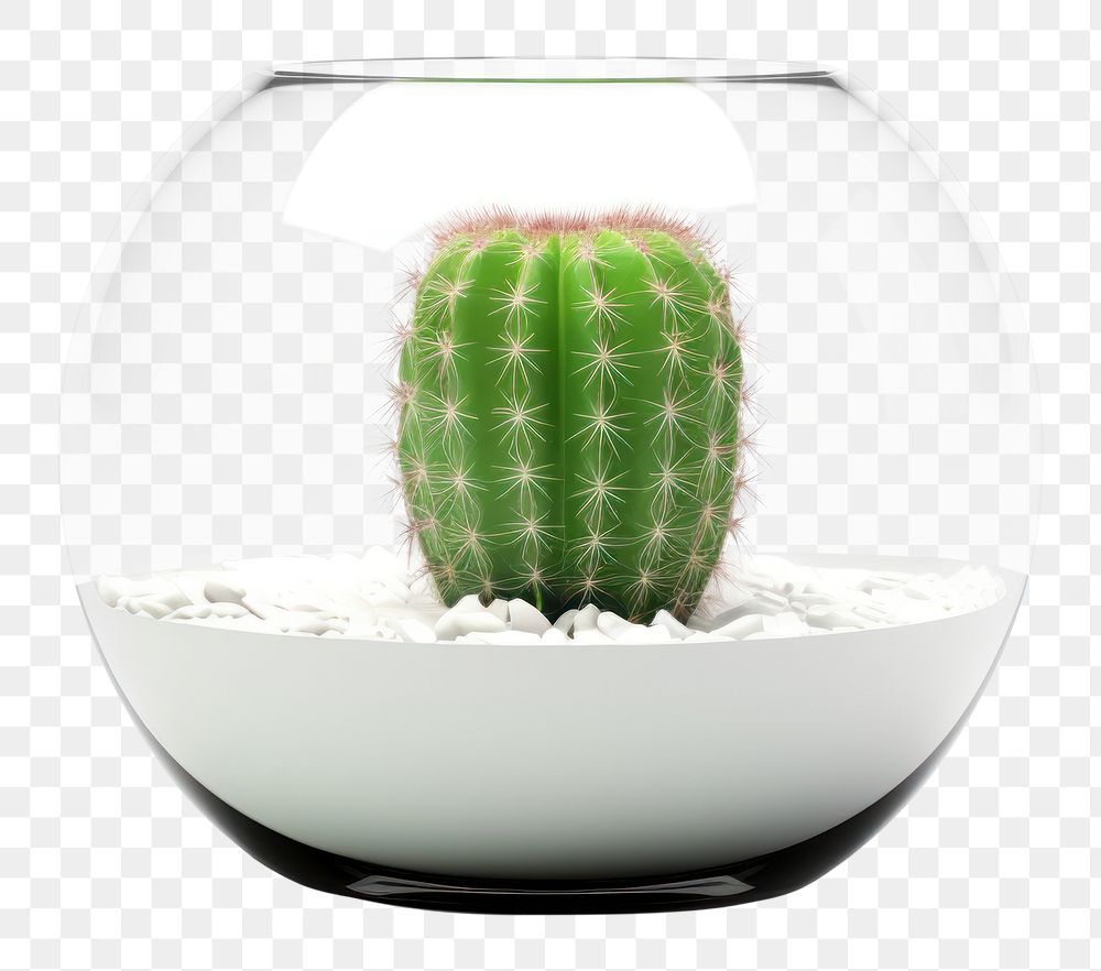 PNG Transparent glass cactus pot plant white background houseplant.