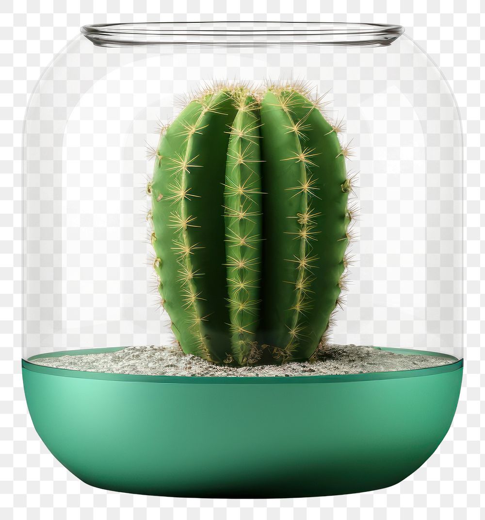 PNG Transparent glass cactus pot plant jar flowerpot.