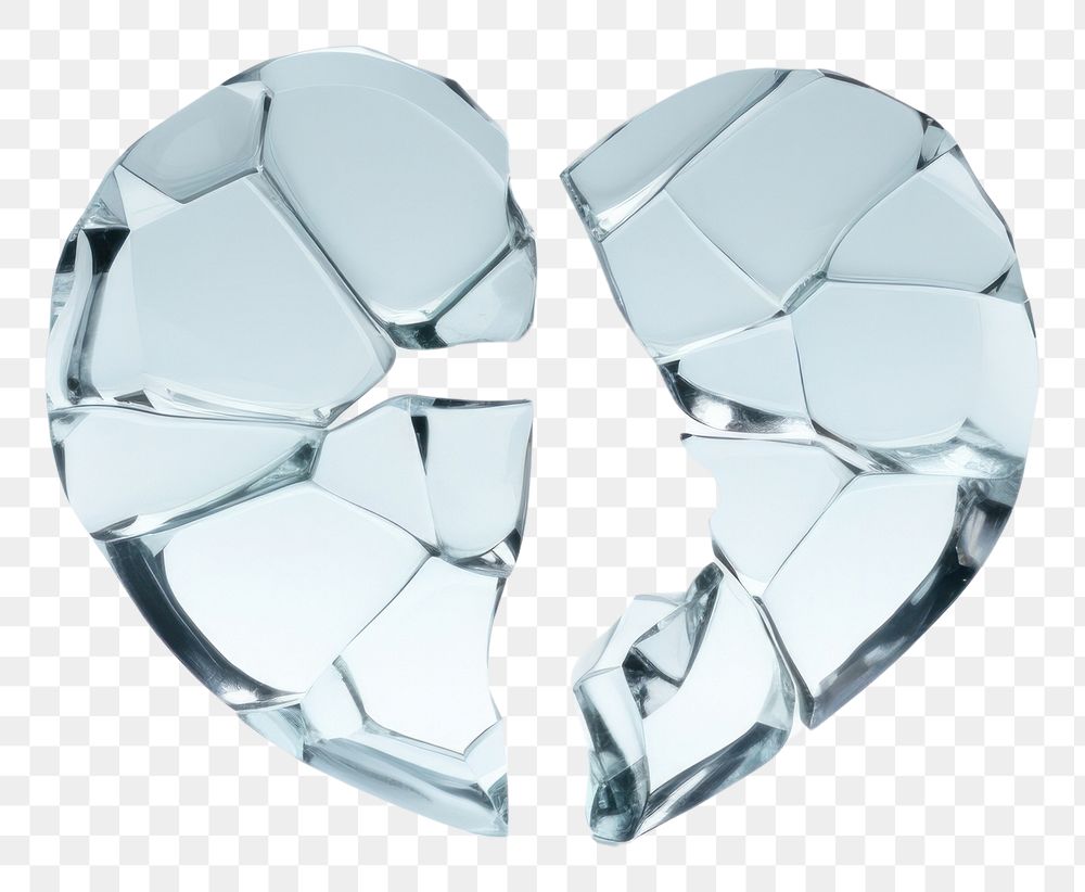 PNG  Transparent glass broken 2 half heart jewelry white background destruction.