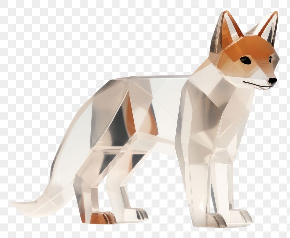 PNG  Transparent glass simple fox figurine mammal animal.