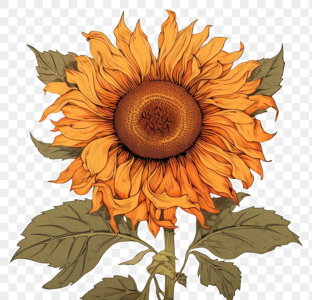 PNG  An isolated sunflower plant inflorescence creativity. AI generated Image by rawpixel.