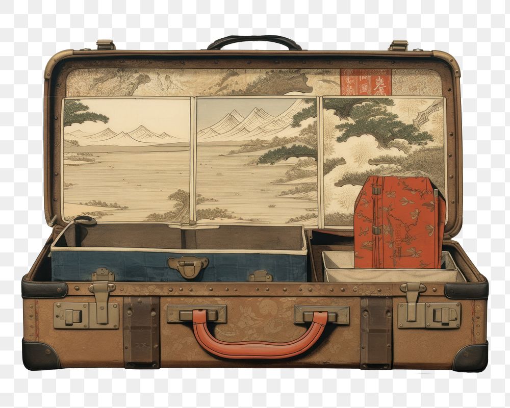 PNG  An isolated suitcase luggage old art. AI generated Image by rawpixel.