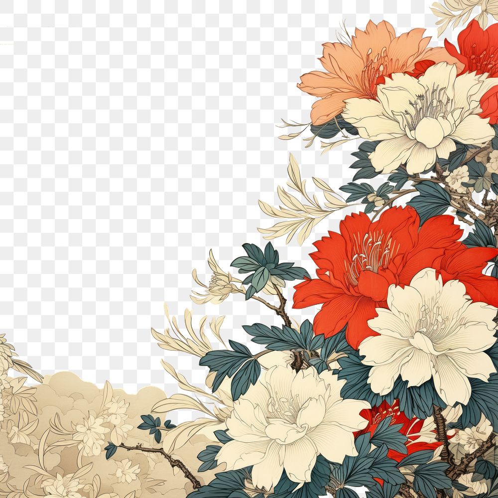 PNG  Japanese flowers backgrounds pattern plant