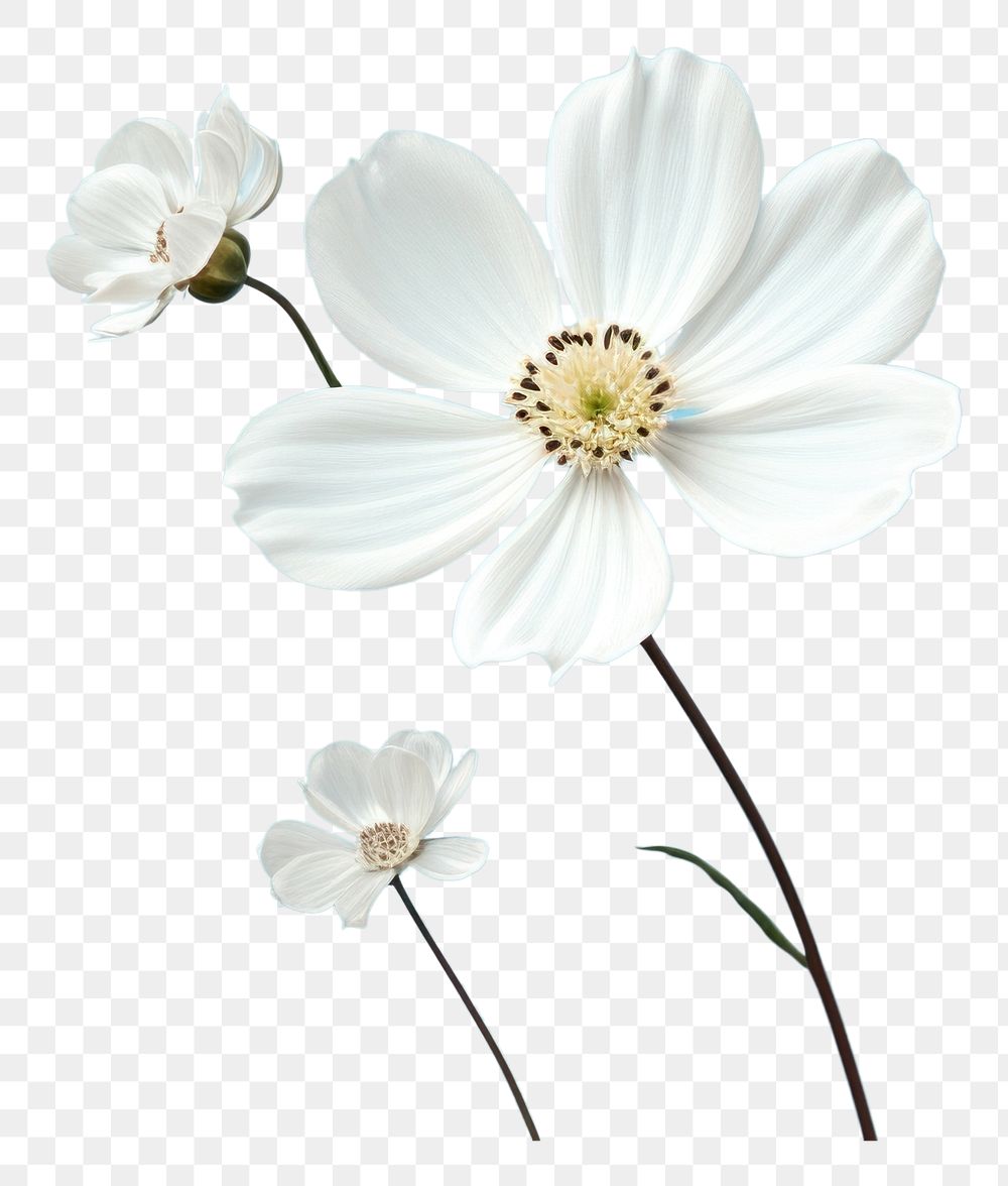 PNG  Minimal white flower blossom nature petal. AI generated Image by rawpixel.