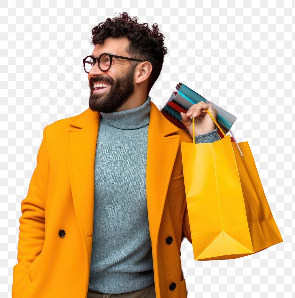 PNG A joyful Hispanic gay holding shopping bags adult red consumerism