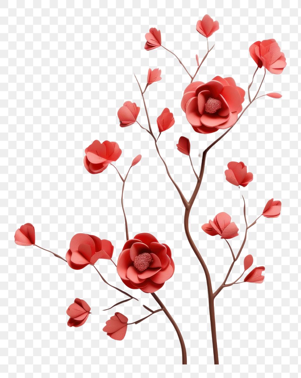 PNG  Chinese New Year style of minimalist rose flower petal plant.