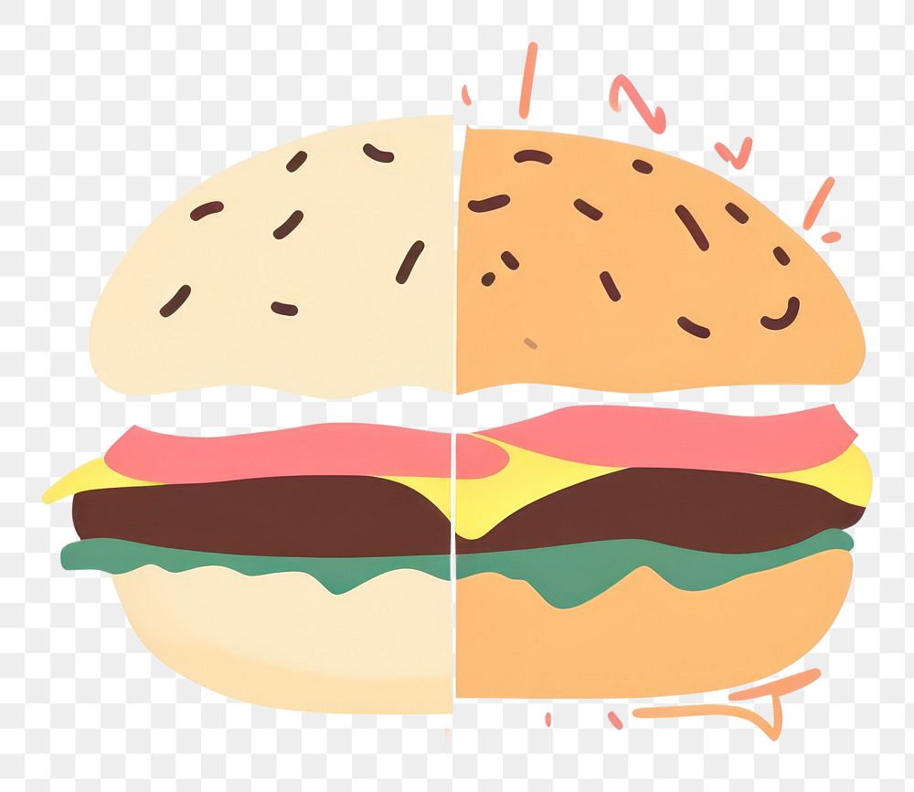 PNG Cute burger illustration food hamburger freshness.