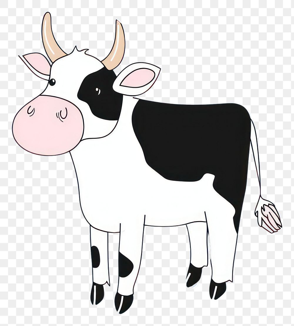 PNG Cute cow illustration livestock animal mammal.