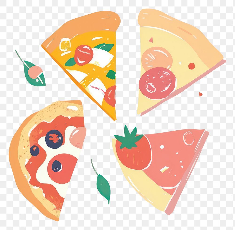 PNG  Cute food illustration pizza pepperoni freshness.