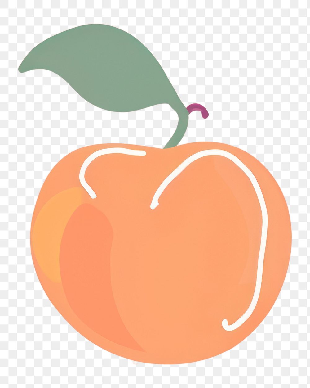 PNG Cute peach illustration apricot fruit plant.