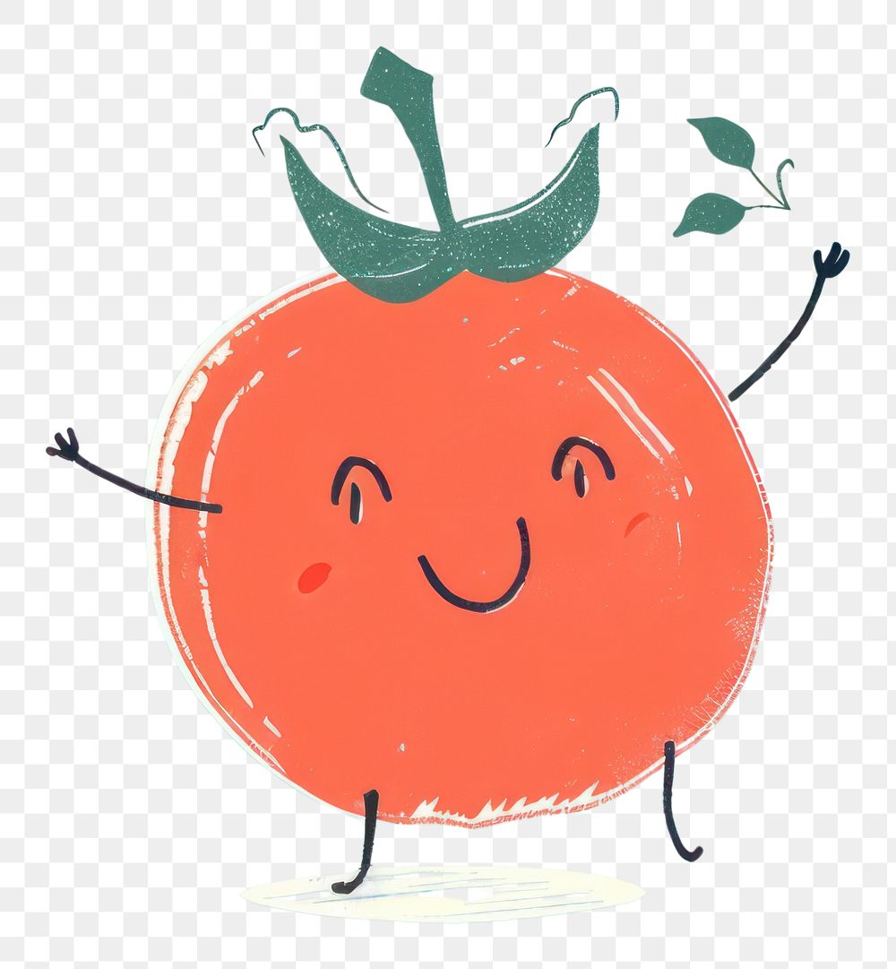 PNG Cute tomato illustration food anthropomorphic creativity.