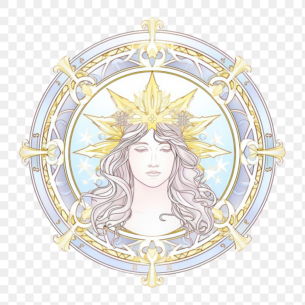 illustration of *astrology Alphonse Mucha style* isolated on white background --style 19pADPufIwHTB19 --ar 3:2